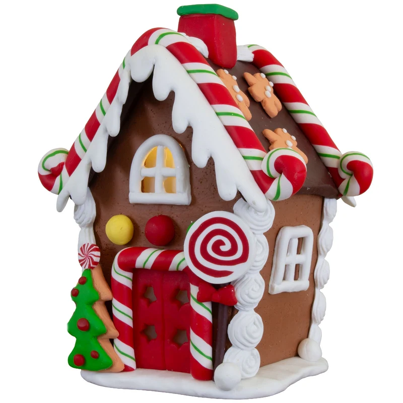 LED Lebkuchenhaus 14 cm – Lebkuchenhaus mit Lutscher & Tannenkeks