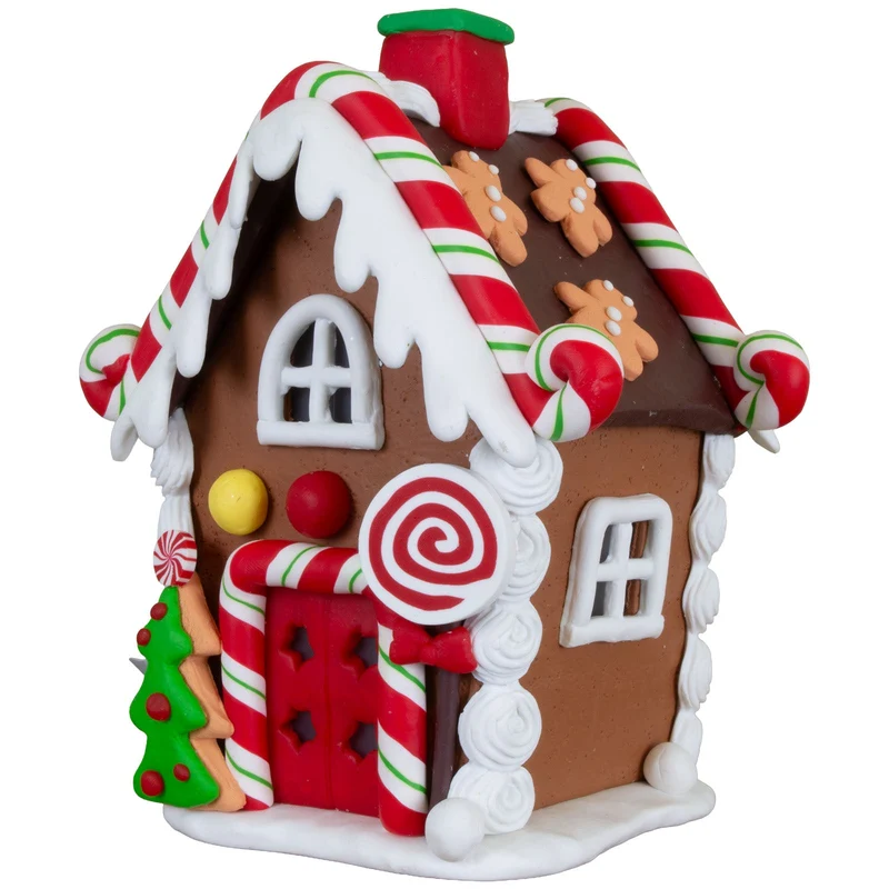 LED Lebkuchenhaus 14 cm – Lebkuchenhaus mit Lutscher & Tannenkeks