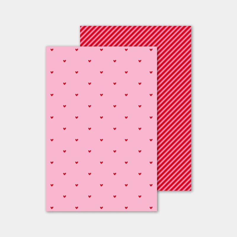 Geschenkpapier-Set „Herzen und Streifen“