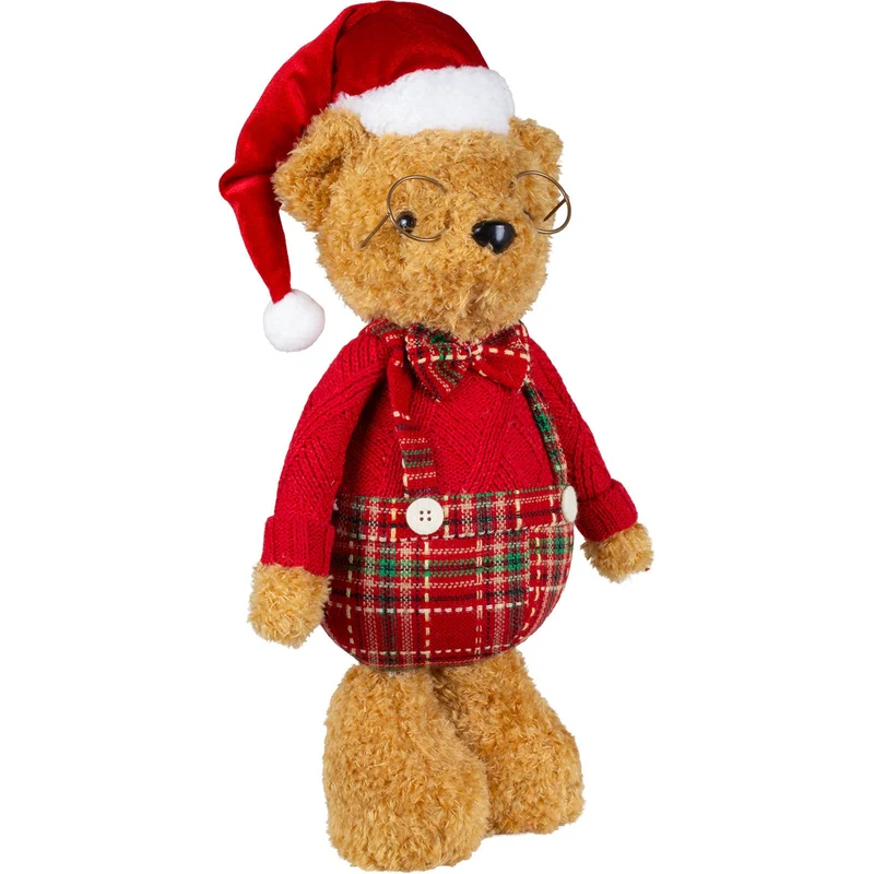 Weihnachtsbären-Paar stehend mit festlicher Kleidung 36 cm, 2er Paar
