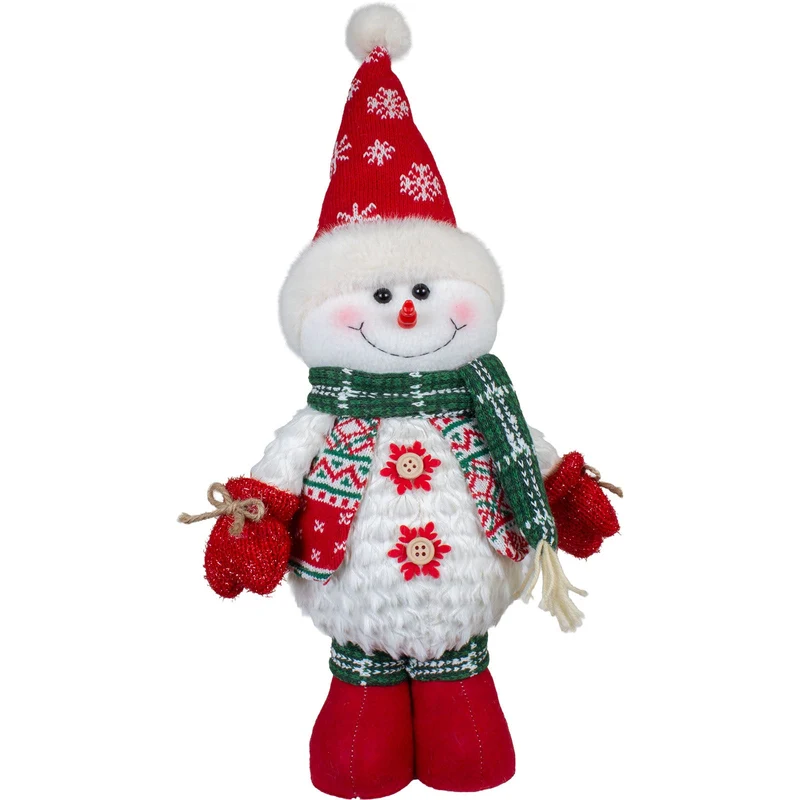 Schneemann-Paar mit Wintermützen – 2 Weihnachtsfiguren 38–48 cm