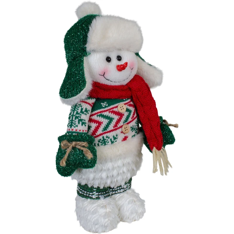 Schneemann-Paar mit Wintermützen – 2 Weihnachtsfiguren 38–48 cm