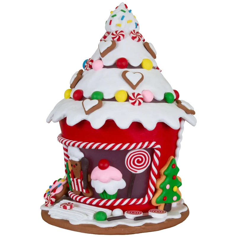 Festliches LED Lebkuchenhaus 22 cm – Muffin-Haus mit Bäcker