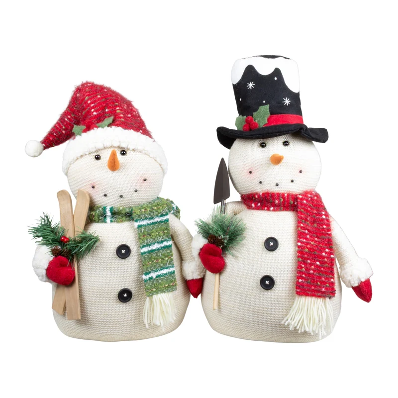 Dekofigur Schneemann 51cm (70cm), sitzend, 2 Stück
