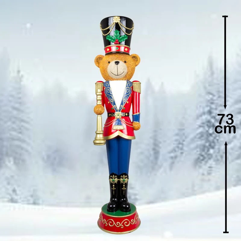 Festlicher Bär mit Nussknacker-Uniform Größe ca.73cm / Farben rot-grün-schwarz-gold