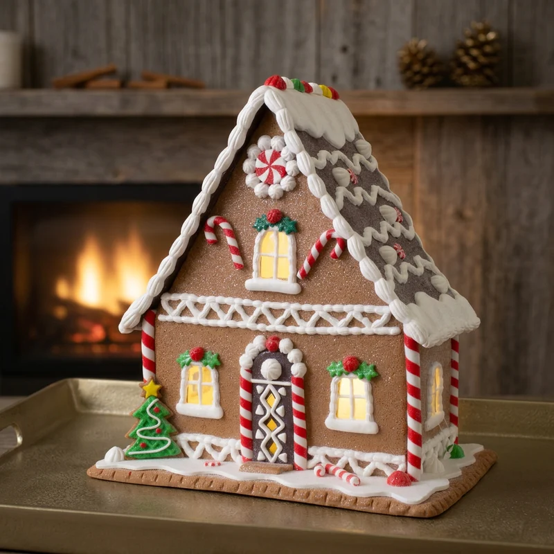 LED Lebkuchenhaus 25 cm – Großes festlich leuchtendes Dekohaus