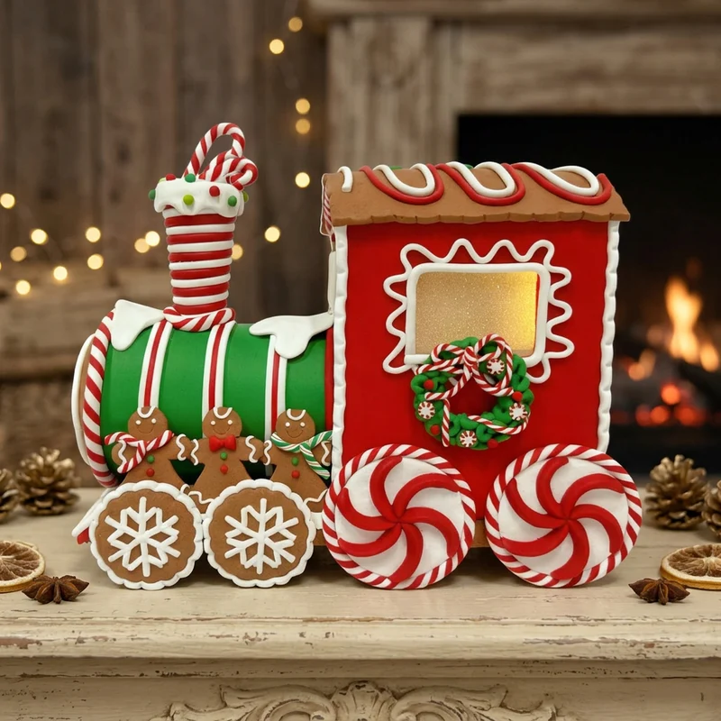 LED Lebkuchen-Lokomotive 26 cm – Leuchtende Weihnachtsexpress