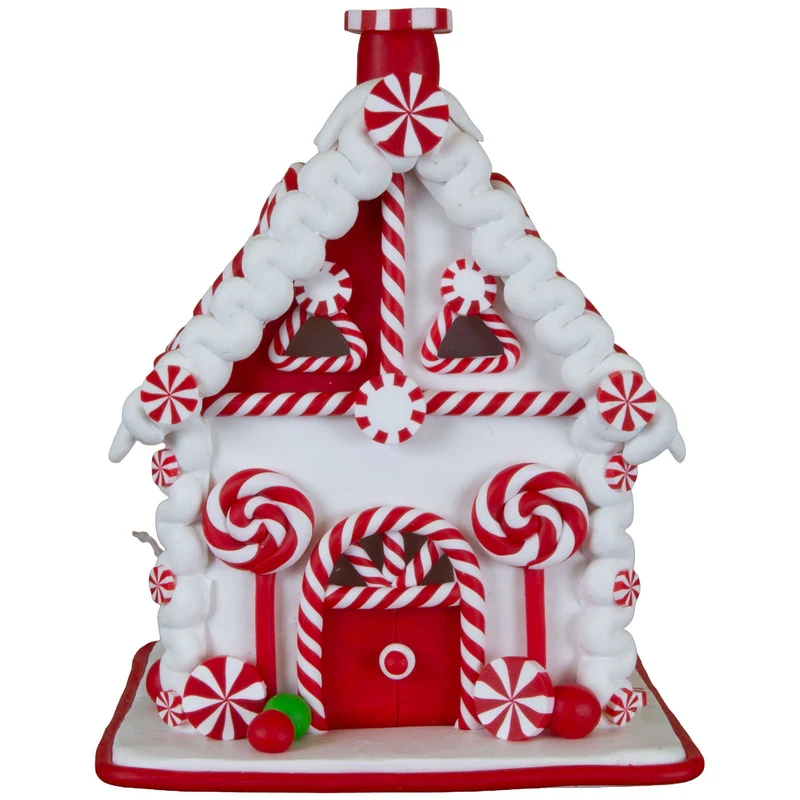 Festlich versüßtes LED-Lebkuchenhaus 15cm – Rot & Weiß