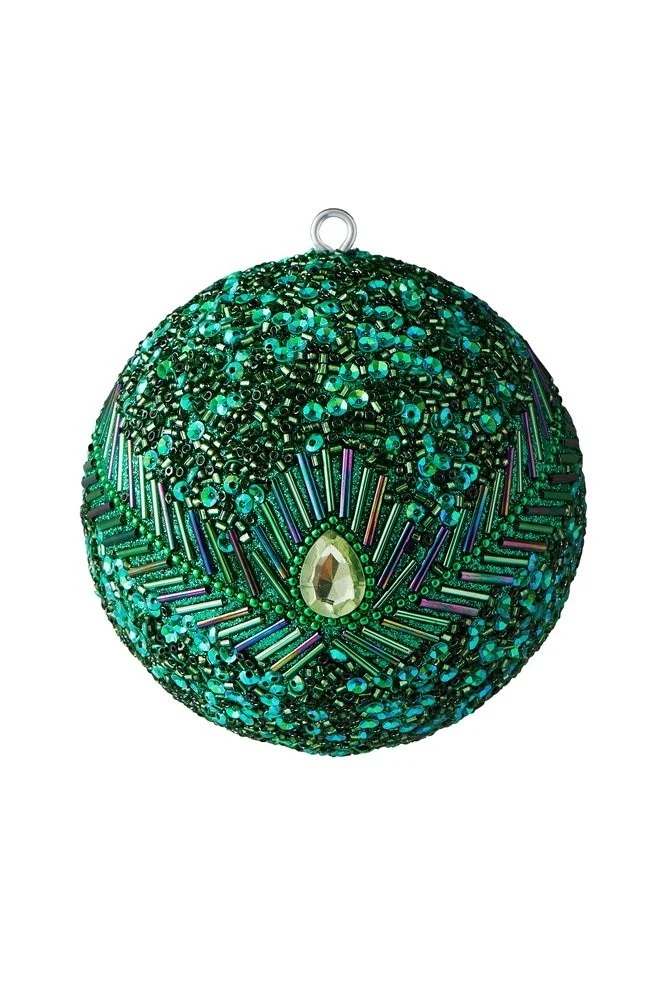 Weihnachtskugel Opium Pfaumuster (Pailetten,Perlen)
