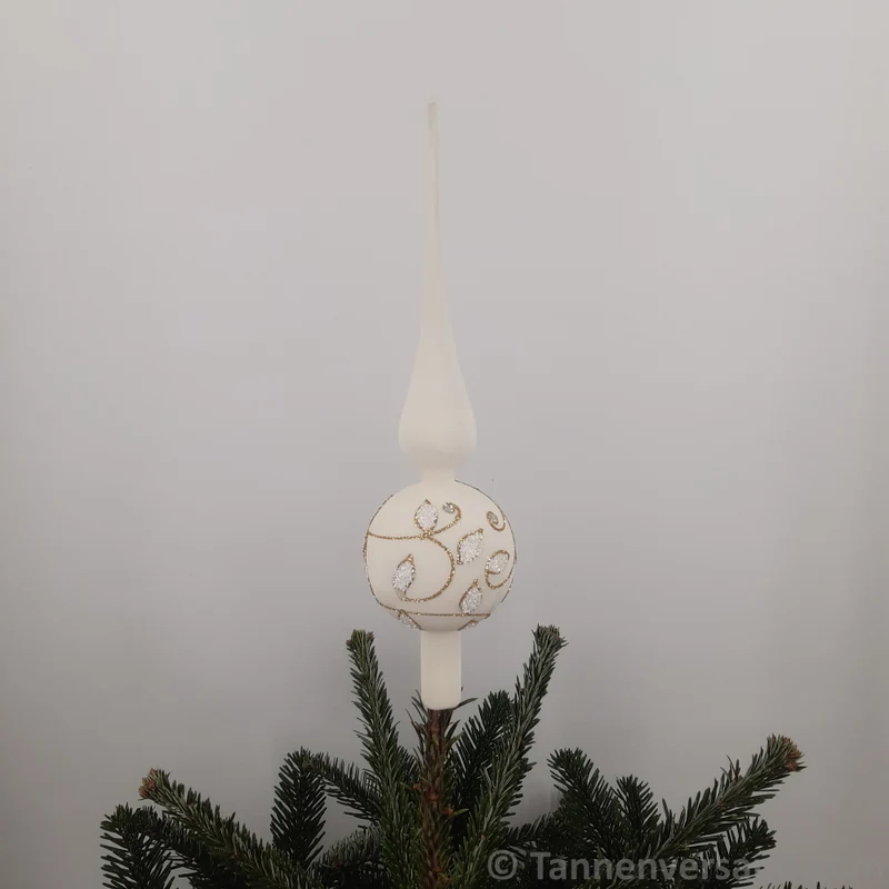 Baumspitze aus Glas Weiß Gold Matt 31 cm