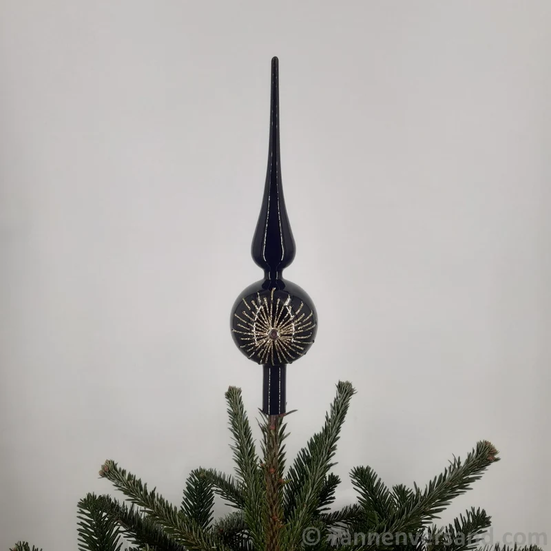 Baumspitze aus Glas Schwarz Gold Glanz 31 cm