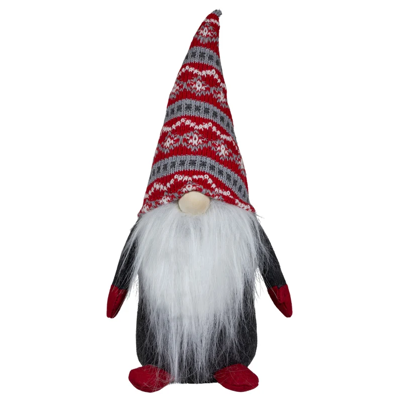 Wichtel sitzend 35cm Dekofigur Gnom rot-grau