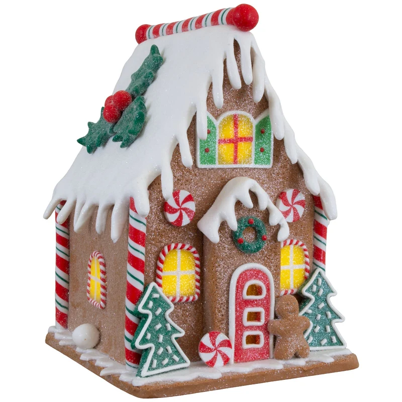 LED Lebkuchenhaus 18 cm – Leuchtendes Dekohaus mit Lebkuchenmann