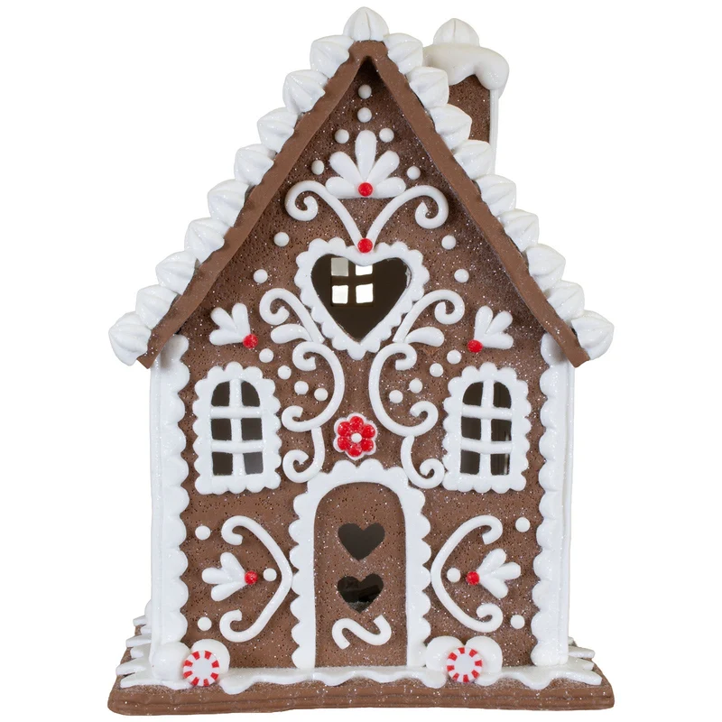 LED Lebkuchenhaus 20 cm – Leuchtendes Dekohaus mit Herzfenster