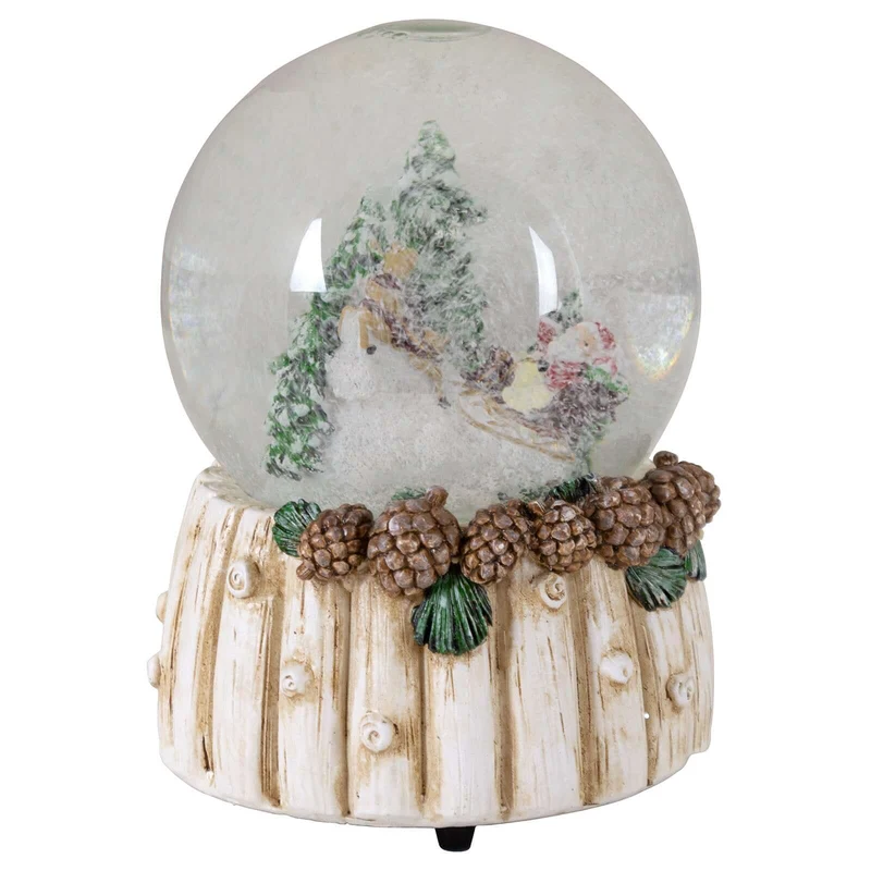 Schneekugeln mit Spieluhr 15cm, 2 Designs im Set