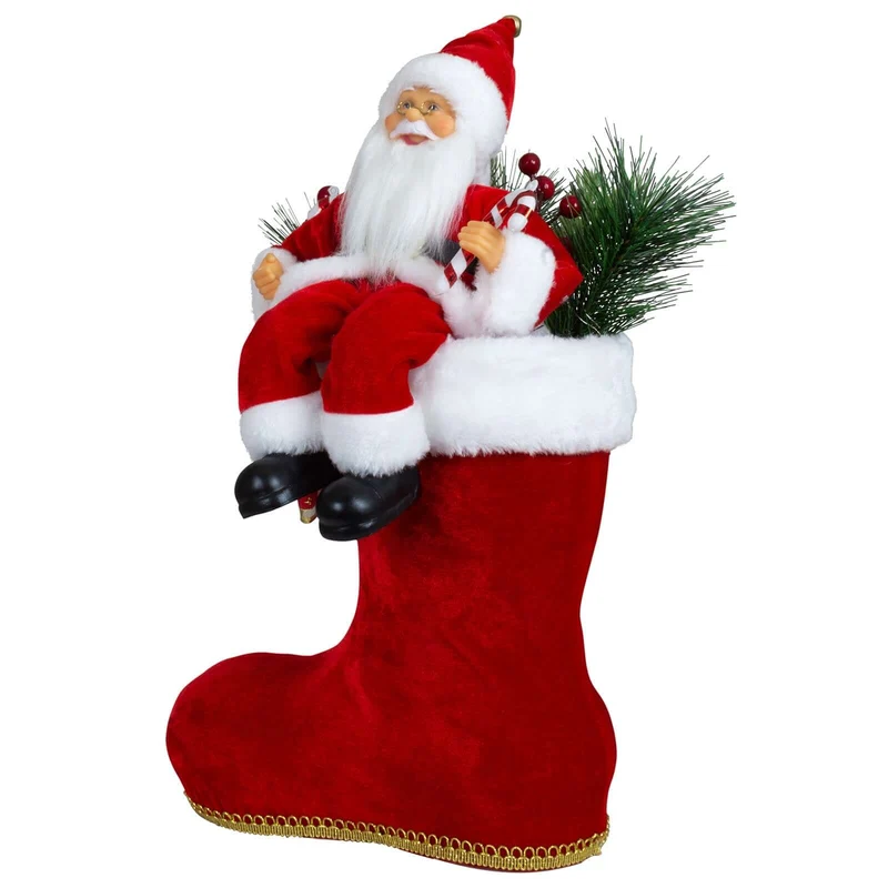 Weihnachtsmann 45cm im Stiefel mit LED
