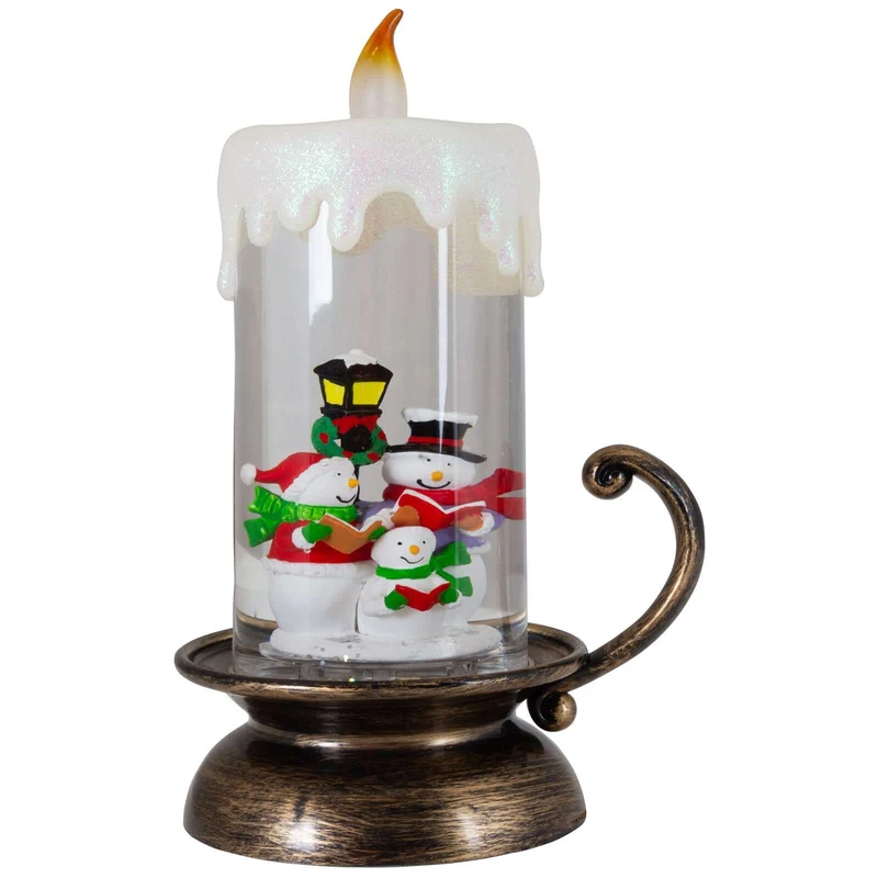 LED Schneelaterne Kerze Schneemann Familie, 22cm