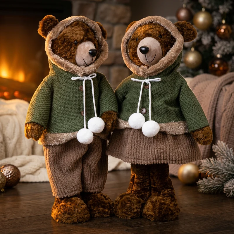 Weihnachtsbären 50cm stehend, 2 Designs mit Kapuzenjacken