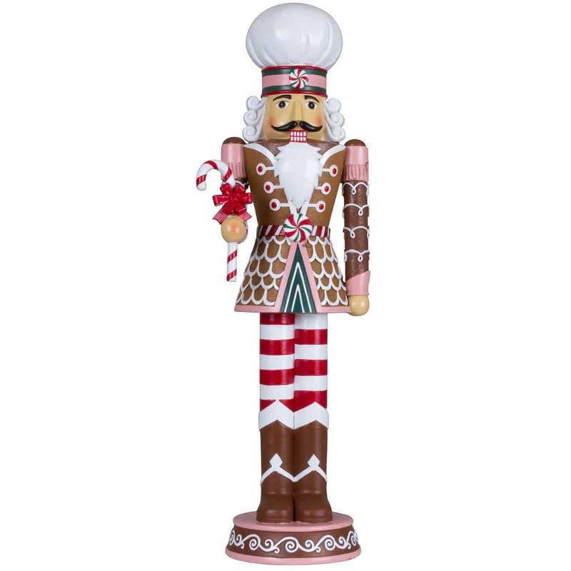 Dekorativer Nussknacker 45cm in braun-pink-rot-weiss / Candy Christmas
