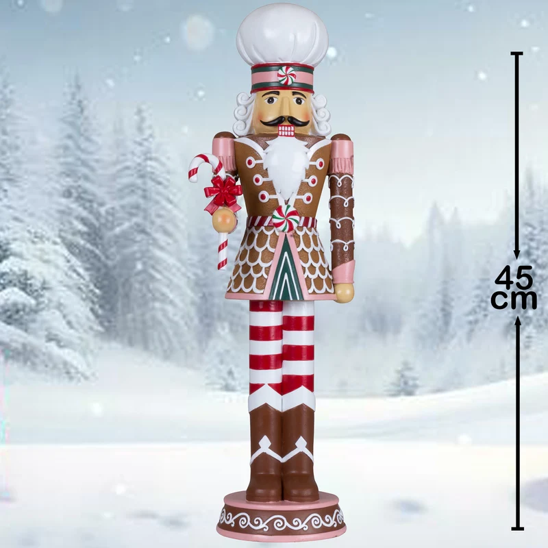 Dekorativer Nussknacker 45cm in braun-pink-rot-weiss / Candy Christmas