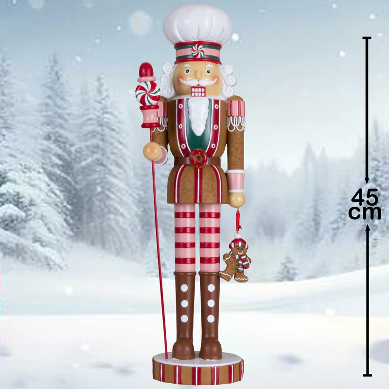 Dekorativer Nussknacker 45cm in braun-pink-rot-weiss / Candy Christmas