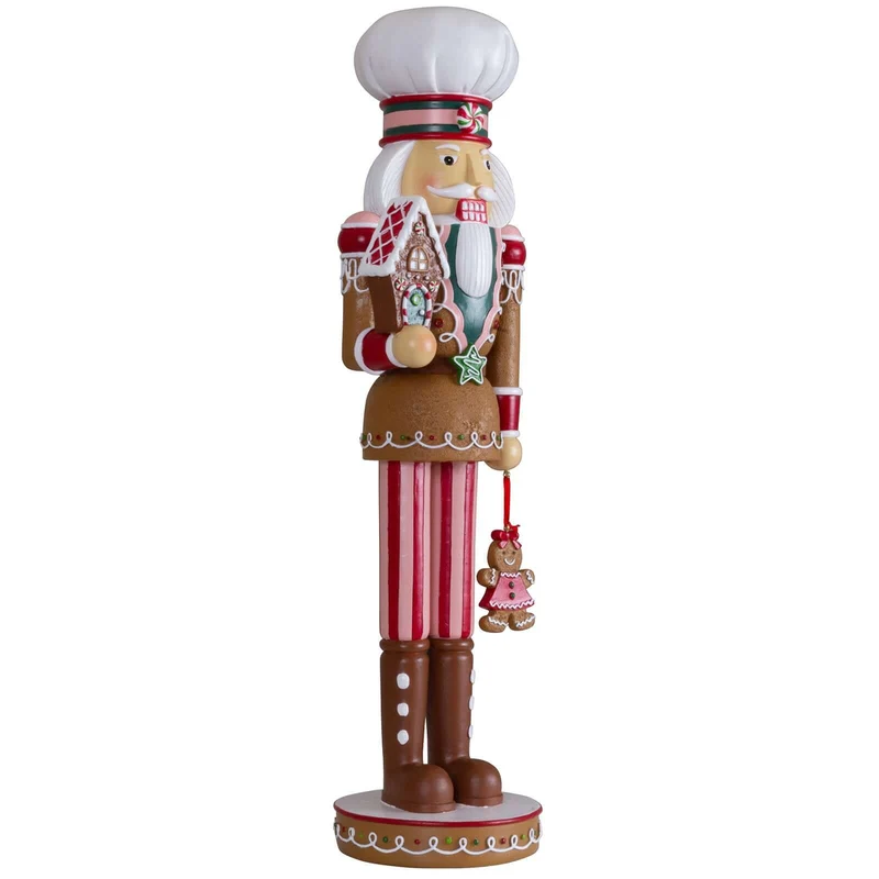 Dekorativer Nussknacker 45cm in braun-pink-rot-weiss / Candy Christmas