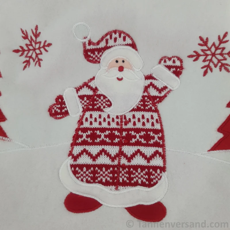 Baumdecke aus Filz Weiß Rot Weihnachtsmann 90 cm