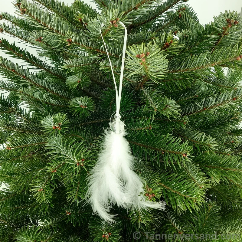Anhänger mit Feder Weiß 15 cm