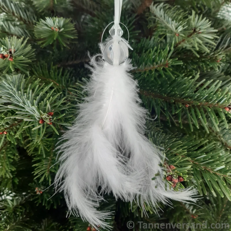Anhänger mit Feder Weiß 15 cm