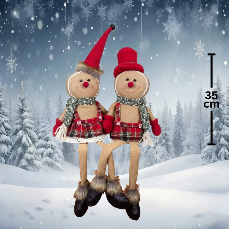 Lebkuchenfiguren, 2 Designs, 35cm (70cm) Kantenhocker, 2 Stück