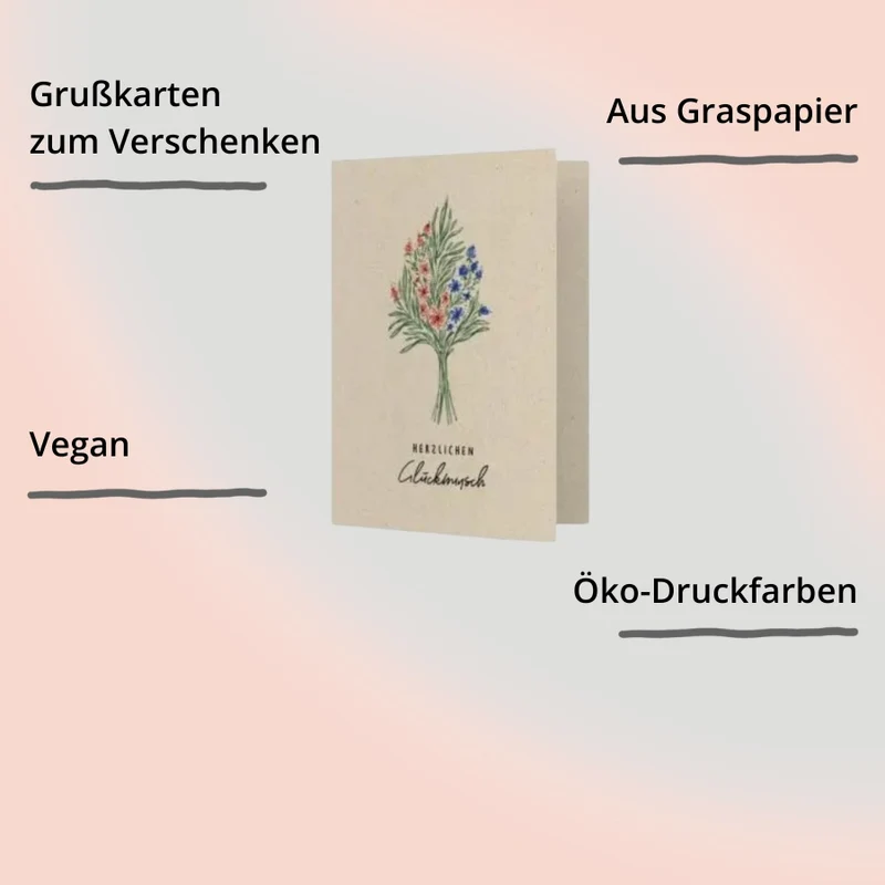 Grußkarte aus Graspapier (versch. Designs)