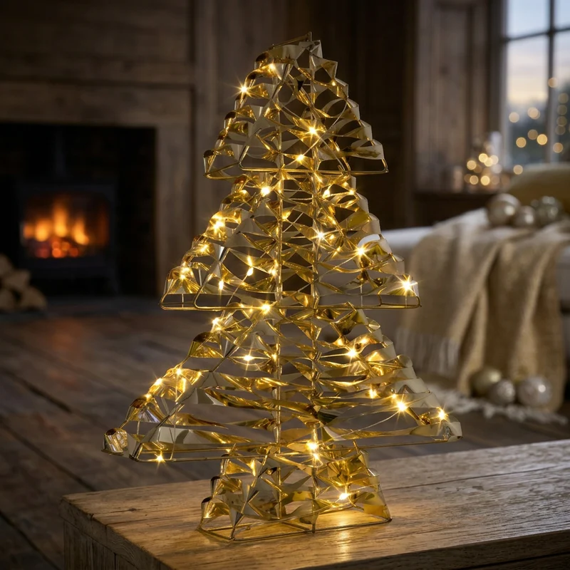 LED Lichterbaum warmweiß - Farbe gold - Höhe 40cm – mit Timer