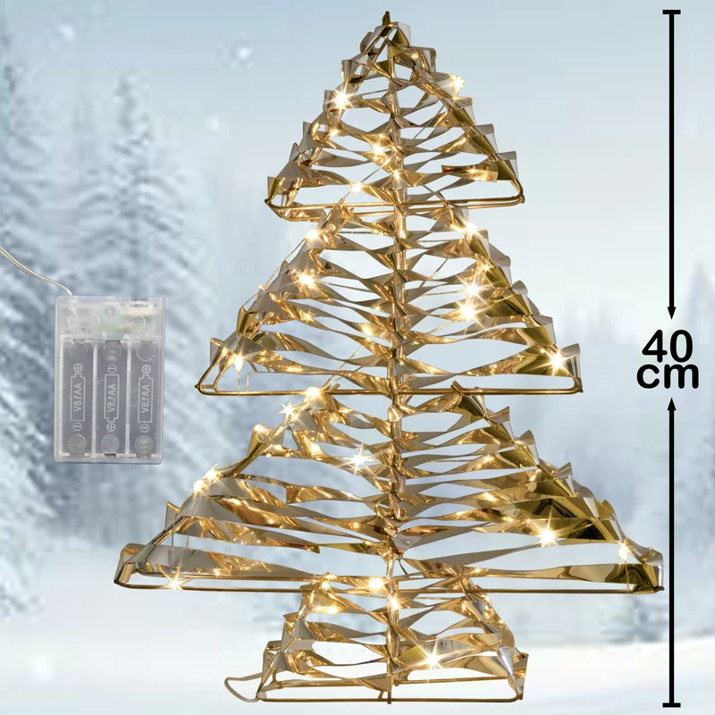 LED Lichterbaum warmweiß - Farbe gold - Höhe 40cm – mit Timer