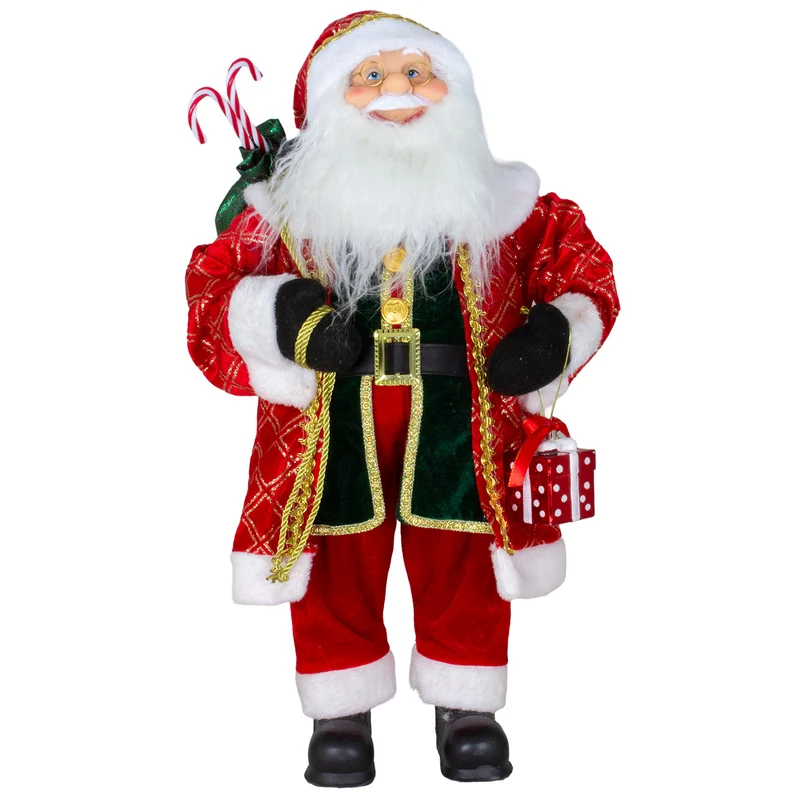 Weihnachtsmann 60 cm in Rot-Gold mit Geschenksack und Laterne