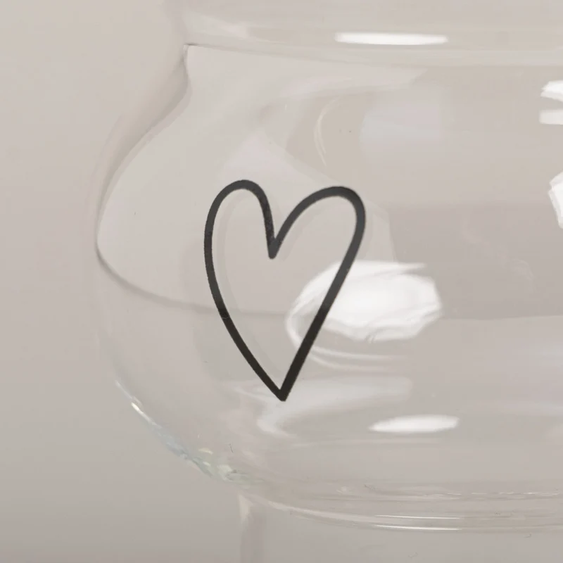 Eulenschnitt Double Bubbles Glas Herz schwarz