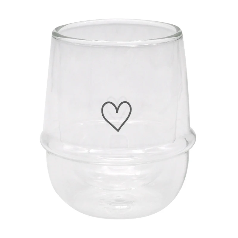 Eulenschnitt doppelwandiges Glas 220 ml Herz