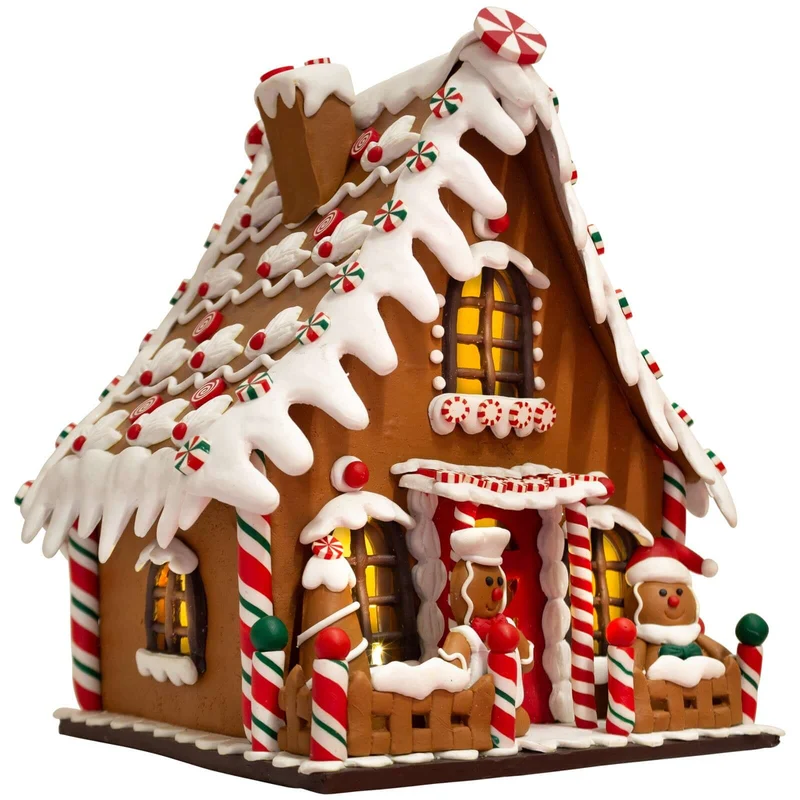 LED Lebkuchenhaus 23cm braun
