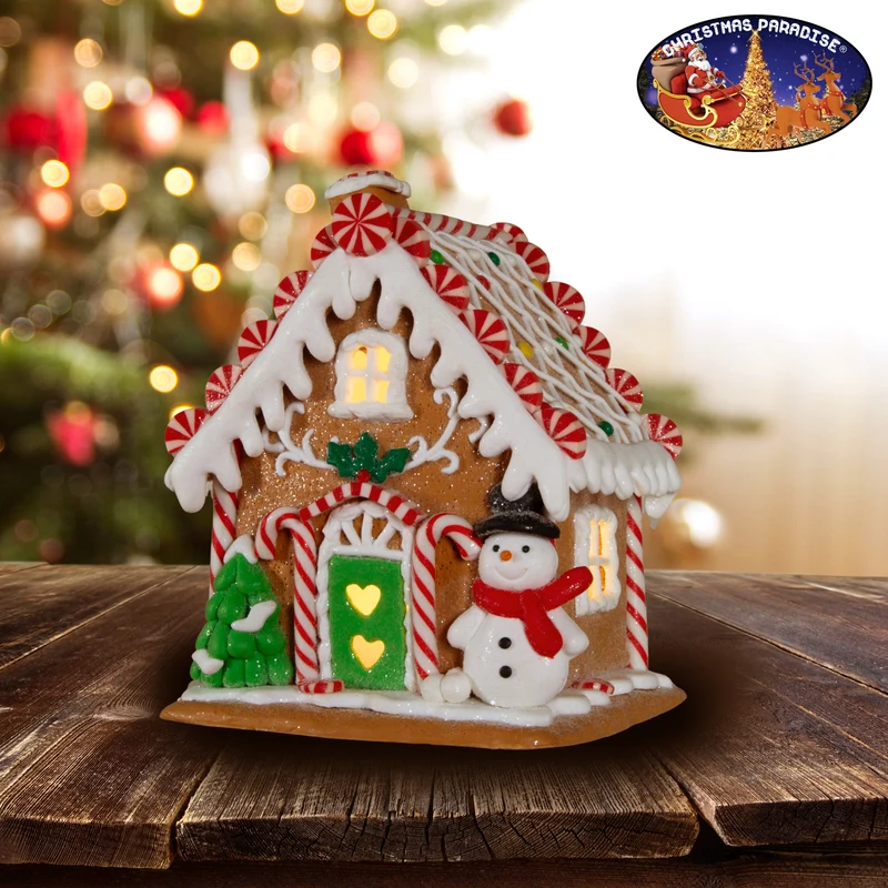 LED Lebkuchenhaus 14cm bunt