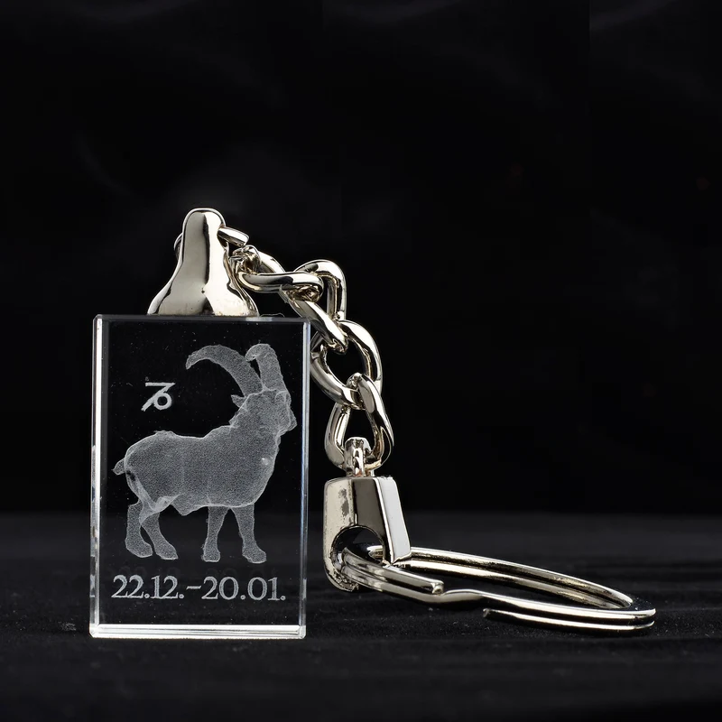 Glasschlüsselanhänger Sternzeichen Steinbock 3x2cm