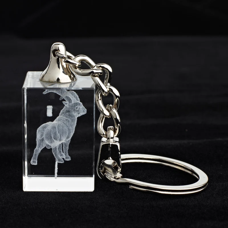 Glasschlüsselanhänger Sternzeichen Steinbock 3x2cm