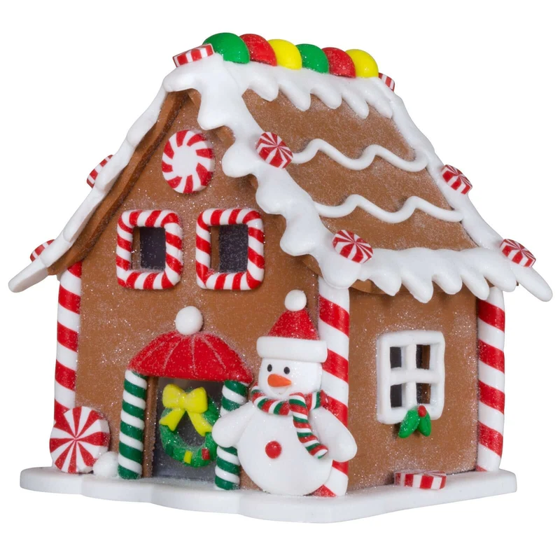 LED Lebkuchenhaus 13cm braun