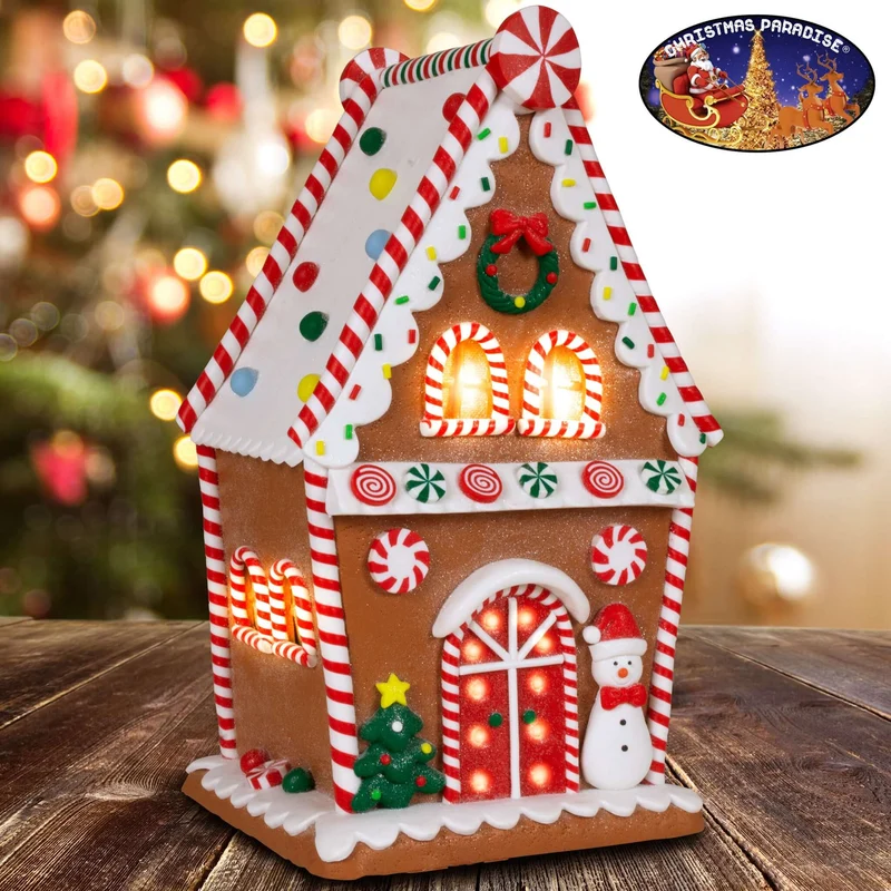 LED Lebkuchenhaus 29cm braun