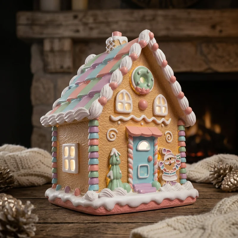 LED Lebkuchenhaus 25cm bunt