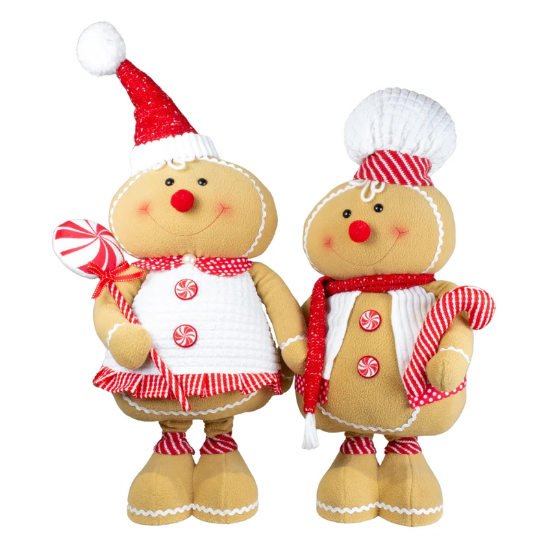 Lebkuchenfiguren ausziehbar 64-100cm (77-115cm) Dekofigur 2 Designs mit Zuckerstange