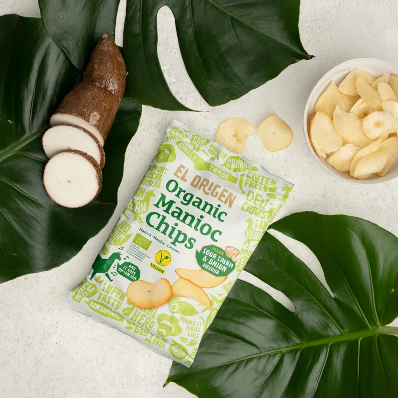 Bio Maniok Chips mit Sour Cream & Onion