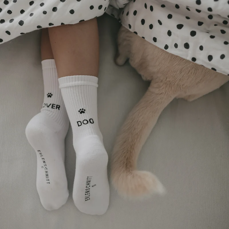 Eulenschnitt Socken Dog Lover weiß Größe 39-42