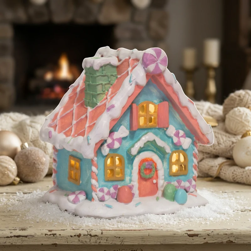 LED Lebkuchenhaus 13cm bunt