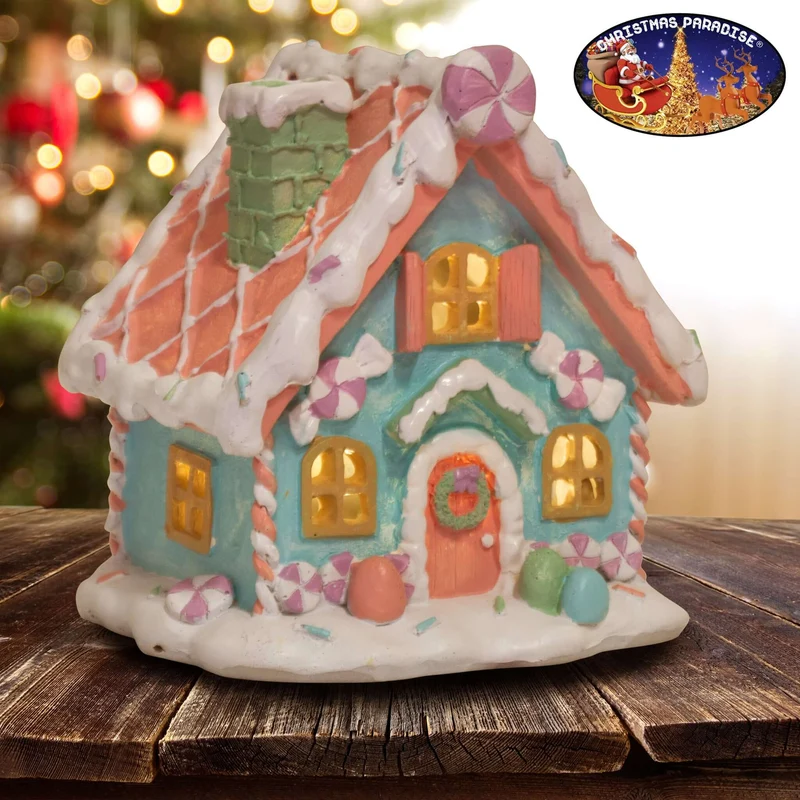 LED Lebkuchenhaus 13cm bunt