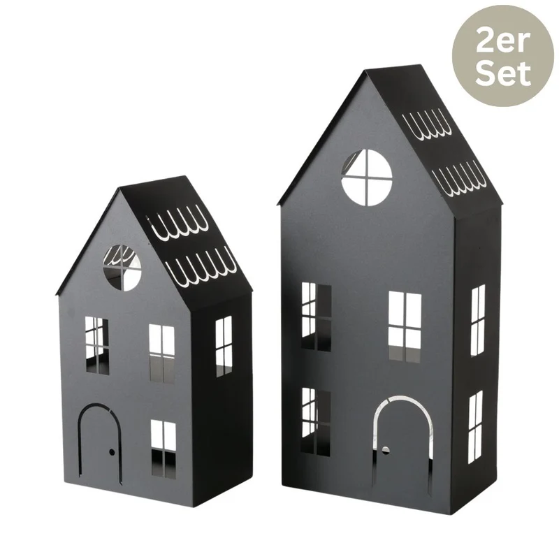 Laternen-Häuser Liv 2er-Set schwarz
