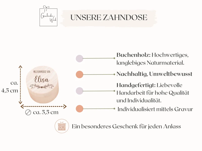 Milchzahndose personalisiert - Blumenkranz